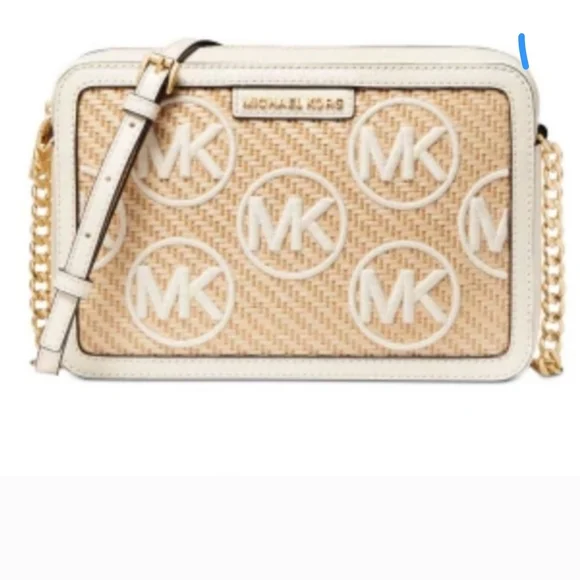 Chic Michael Kors Tan White Chain Strap Bag